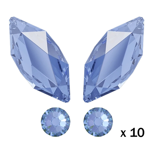 kit strass dentaire papillon bleu sapphire, 10 quantités