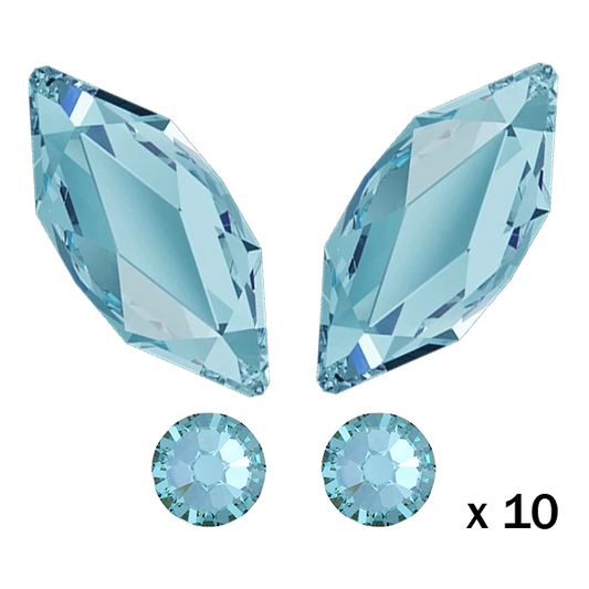 kit strass dentaire papillon bleu clair, 10 quantités