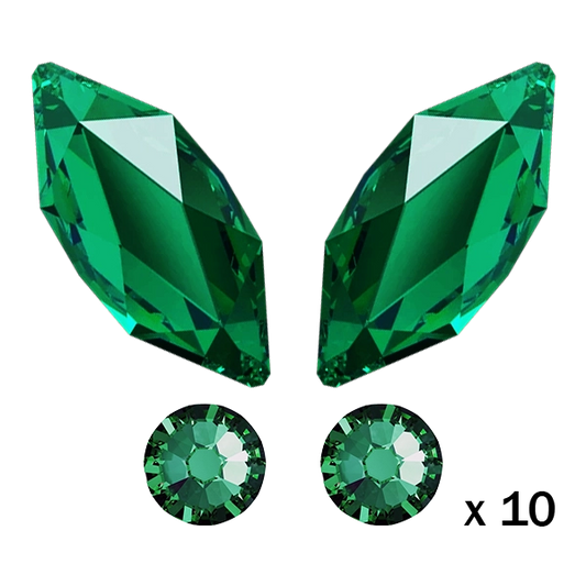 kit strass dentaire papillon vert, 10 quantités