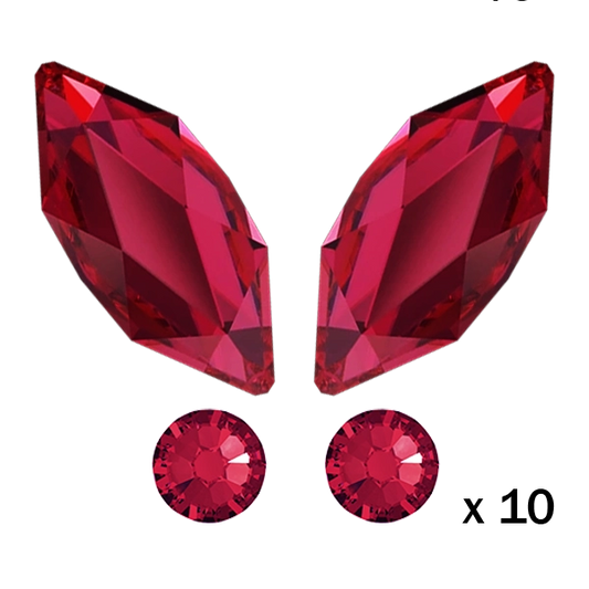 kit strass dentaire papillon rouge, 10 quantités