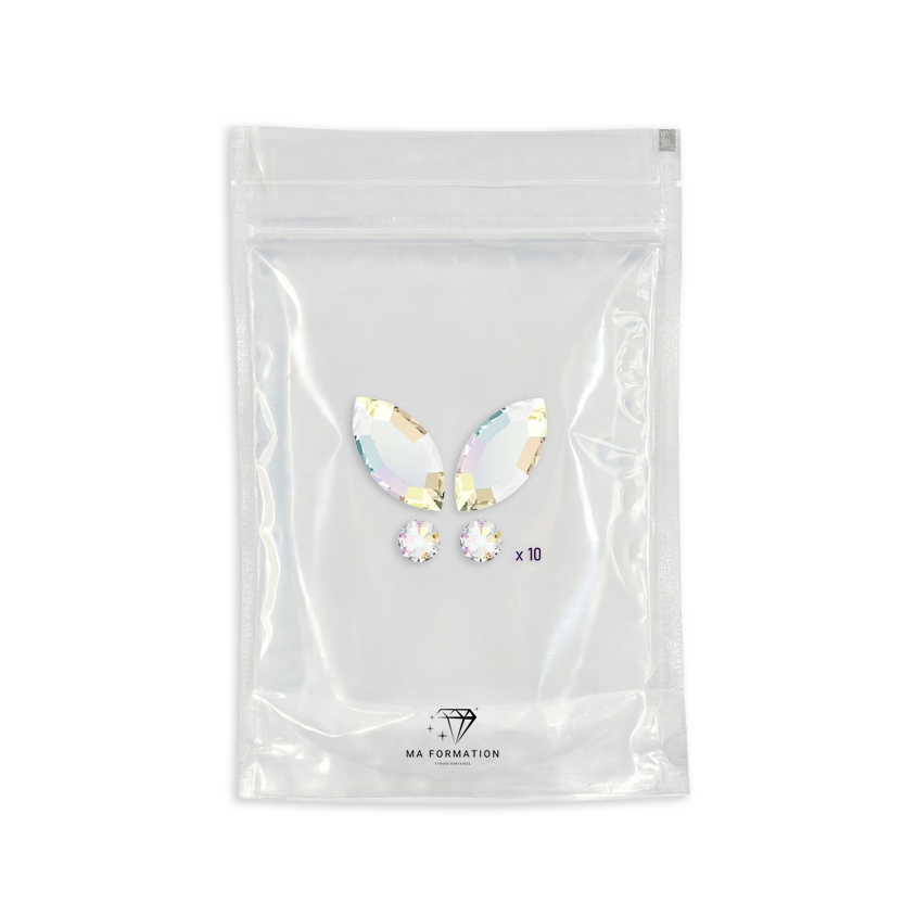Strass dentaire papillon Aurore Boréal Crystal Swarovski
