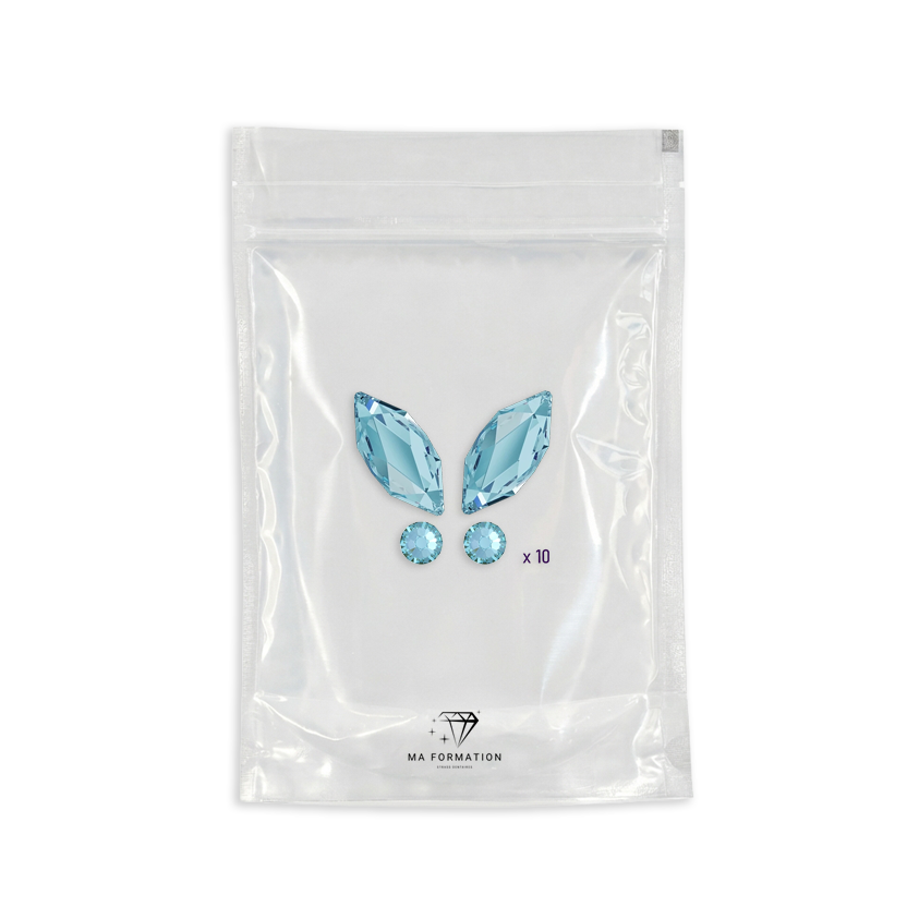 Strass dentaire papillon Aquamarine Swarovski (10 pcs)