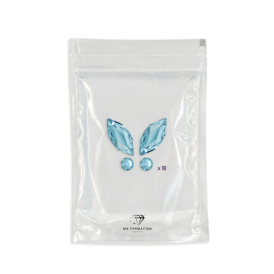 Strass dentaire papillon Aquamarine Swarovski (10 pcs)