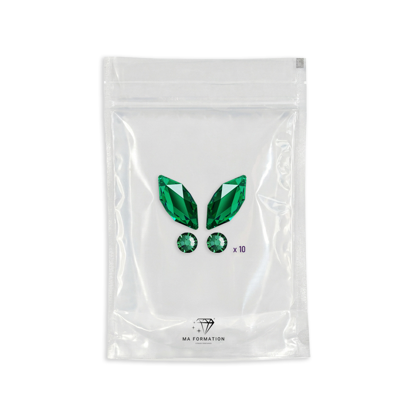 Strass dentaire papillon Emerald Swarovski (10pcs)