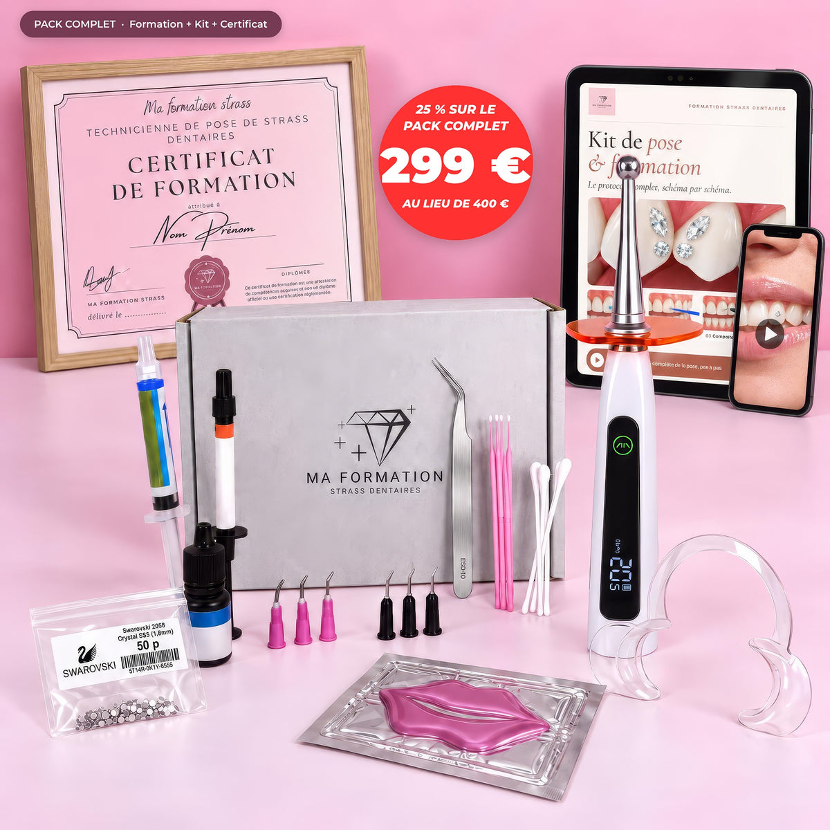 Pack complet formation + kit + certificat à 299 € au lieu de 400 €