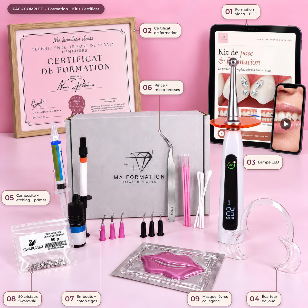 Formation pose de strass dentaire avec kit complet et certificat