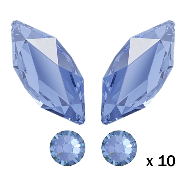 kit strass dentaire papillon bleu sapphire, 10 quantités