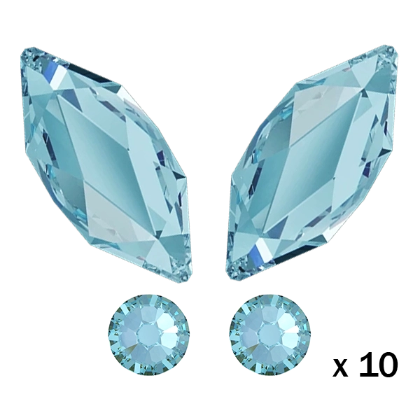 kit strass dentaire papillon bleu clair, 10 quantités