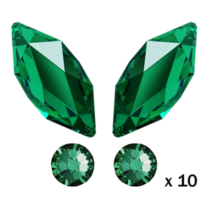 kit strass dentaire papillon vert, 10 quantités