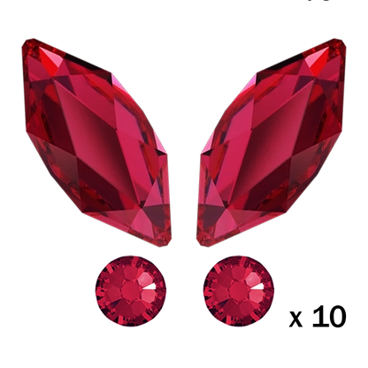 kit strass dentaire papillon rouge, 10 quantités