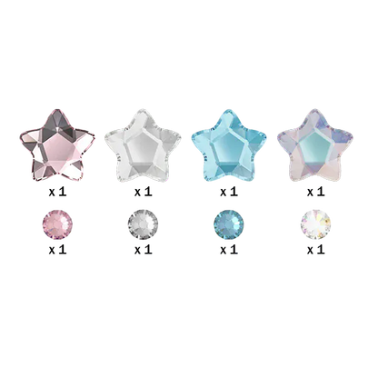 Pack formes strass dentaire étoile mix couleurs Swarovski