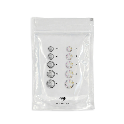 Pack formes strass dentaire Crystal / Crystal Aurore boréale Swarovski mix tailles