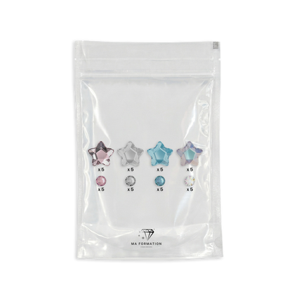 Pack formes strass dentaire étoile mix couleurs Swarovski XL